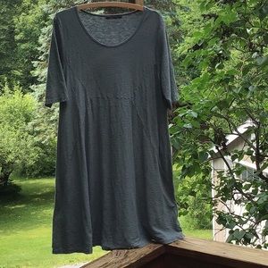Cut Loose sage green short sleeve flair dress cotton/linen medium.
